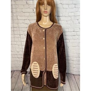 New Radzoli Chenille Brown Long Sleeve Sweater One Size